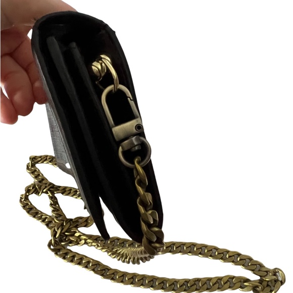 Vintage Fendi Zucca Print + Leather Trifold Convertible Wallet on Chain - Picture 3 of 12